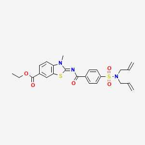 molecular formula C24H25N3O5S2 B2993302 (E)-乙基 2-((4-(N,N-二烯丙基磺酰氨基)苯甲酰)亚氨基)-3-甲基-2,3-二氢苯并[d]噻唑-6-甲酸酯 CAS No. 850909-42-1