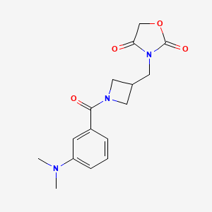 molecular formula C16H19N3O4 B2993306 3-((1-(3-(Dimethylamino)benzoyl)azetidin-3-yl)methyl)oxazolidine-2,4-dione CAS No. 2034609-87-3