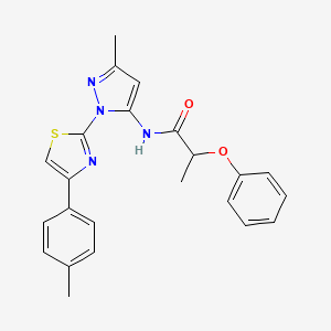 molecular formula C23H22N4O2S B2993307 N-(3-methyl-1-(4-(p-tolyl)thiazol-2-yl)-1H-pyrazol-5-yl)-2-phenoxypropanamide CAS No. 1019103-07-1