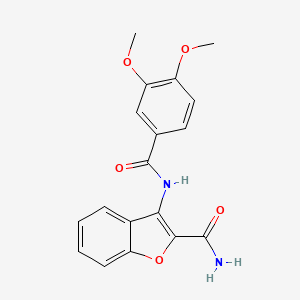 molecular formula C18H16N2O5 B2993313 3-(3,4-Dimethoxybenzamido)benzofuran-2-carboxamide CAS No. 477511-85-6