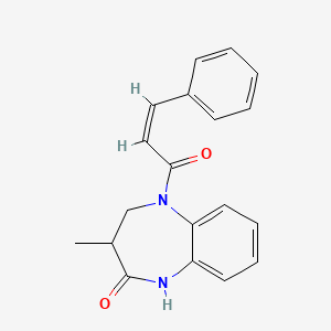 molecular formula C19H18N2O2 B2993315 (Z)-3-methyl-5-(3-phenylacryloyl)-4,5-dihydro-1H-benzo[b][1,4]diazepin-2(3H)-one CAS No. 332139-19-2