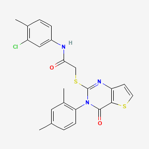 molecular formula C23H20ClN3O2S2 B2993322 N-(3-chloro-4-methylphenyl)-2-{[3-(2,4-dimethylphenyl)-4-oxo-3,4-dihydrothieno[3,2-d]pyrimidin-2-yl]sulfanyl}acetamide CAS No. 1260929-64-3