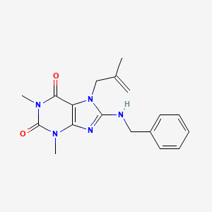 molecular formula C18H21N5O2 B2993327 8-(Benzylamino)-1,3-dimethyl-7-(2-methylprop-2-enyl)purine-2,6-dione CAS No. 377053-14-0