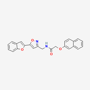 molecular formula C24H18N2O4 B2993331 N-((5-(benzofuran-2-yl)isoxazol-3-yl)methyl)-2-(naphthalen-2-yloxy)acetamide CAS No. 1105242-42-9