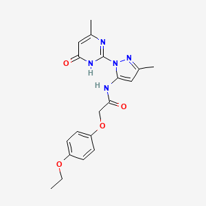 molecular formula C19H21N5O4 B2993337 2-(4-ethoxyphenoxy)-N-(3-methyl-1-(4-methyl-6-oxo-1,6-dihydropyrimidin-2-yl)-1H-pyrazol-5-yl)acetamide CAS No. 1004638-90-7