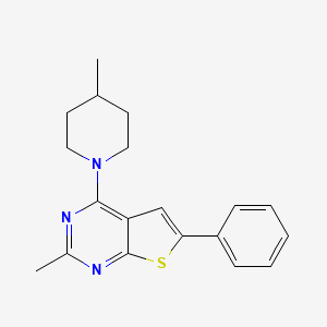 molecular formula C19H21N3S B2993340 2-Methyl-4-(4-methyl-1-piperidinyl)-6-phenylthieno[2,3-d]pyrimidine CAS No. 379241-85-7