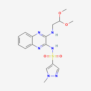 molecular formula C16H20N6O4S B2993342 N-(3-((2,2-dimethoxyethyl)amino)quinoxalin-2-yl)-1-methyl-1H-pyrazole-4-sulfonamide CAS No. 1798639-92-5