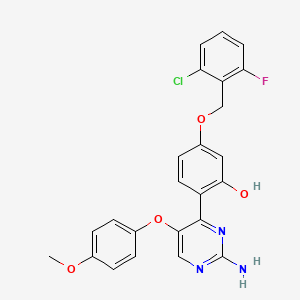 2-(2-Amino-5-(4-methoxyphenoxy)pyrimidin-4-yl)-5-((2-chloro-6-fluorobenzyl)oxy)phenol