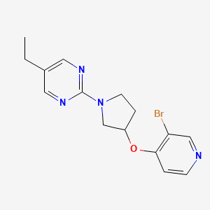 molecular formula C15H17BrN4O B2993370 2-[3-(3-Bromopyridin-4-yl)oxypyrrolidin-1-yl]-5-ethylpyrimidine CAS No. 2380081-97-8