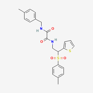 molecular formula C23H24N2O4S2 B2993372 N1-(4-methylbenzyl)-N2-(2-(thiophen-2-yl)-2-tosylethyl)oxalamide CAS No. 896339-40-5