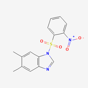 molecular formula C15H13N3O4S B2993374 5,6-Dimethyl-1-(2-nitrophenyl)sulfonylbenzimidazole CAS No. 309290-23-1