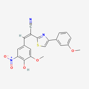 molecular formula C20H15N3O5S B2993387 (Z)-3-(4-羟基-3-甲氧基-5-硝基苯基)-2-(4-(3-甲氧基苯基)噻唑-2-基)丙烯腈 CAS No. 683255-09-6