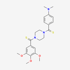 molecular formula C23H29N3O3S2 B2993406 (4-(Dimethylamino)phenyl)(4-(3,4,5-trimethoxyphenylcarbonothioyl)piperazin-1-yl)methanethione CAS No. 946201-48-5