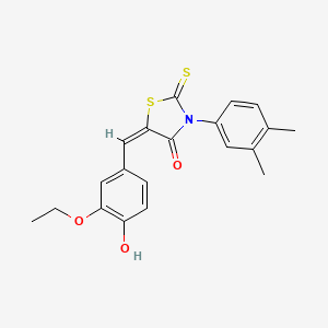 molecular formula C20H19NO3S2 B2993409 (5E)-3-(3,4-二甲基苯基)-5-[(3-乙氧基-4-羟基苯基)亚甲基]-2-硫代亚基-1,3-噻唑烷-4-酮 CAS No. 524022-61-5