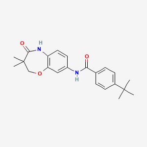 molecular formula C22H26N2O3 B2993419 4-(tert-butyl)-N-(3,3-dimethyl-4-oxo-2,3,4,5-tetrahydrobenzo[b][1,4]oxazepin-8-yl)benzamide CAS No. 921835-48-5