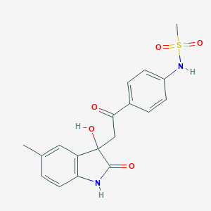 molecular formula C18H18N2O5S B299342 N-{4-[2-(3-hydroxy-5-methyl-2-oxo-2,3-dihydro-1H-indol-3-yl)acetyl]phenyl}methanesulfonamide 