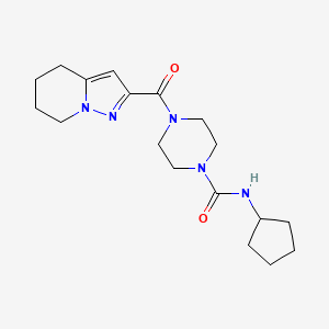 molecular formula C18H27N5O2 B2993423 N-cyclopentyl-4-(4,5,6,7-tetrahydropyrazolo[1,5-a]pyridine-2-carbonyl)piperazine-1-carboxamide CAS No. 2034592-03-3
