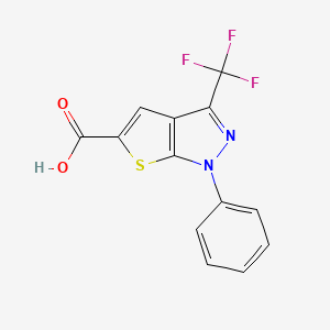 molecular formula C13H7F3N2O2S B2993428 1-phenyl-3-(trifluoromethyl)-1H-thieno[2,3-c]pyrazole-5-carboxylic acid CAS No. 887360-86-3