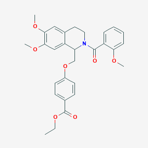 Ethyl 4-[[6,7-dimethoxy-2-(2-methoxybenzoyl)-3,4-dihydro-1H-isoquinolin-1-yl]methoxy]benzoate