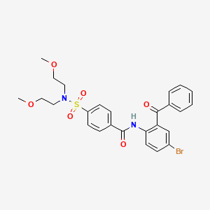 molecular formula C26H27BrN2O6S B2993436 N-(2-苯甲酰-4-溴苯基)-4-[双(2-甲氧基乙基)磺酰基]苯甲酰胺 CAS No. 330677-02-6
