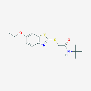 molecular formula C15H20N2O2S2 B299344 N-(tert-butyl)-2-[(6-ethoxy-1,3-benzothiazol-2-yl)sulfanyl]acetamide 