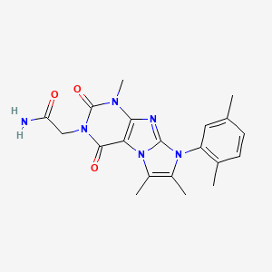 molecular formula C20H22N6O3 B2993448 2-[6-(2,5-Dimethylphenyl)-4,7,8-trimethyl-1,3-dioxopurino[7,8-a]imidazol-2-yl]acetamide CAS No. 878732-83-3