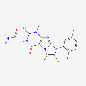 molecular formula C20H22N6O3 B2993448 2-[6-(2,5-二甲苯基)-4,7,8-三甲基-1,3-二氧嘌呤[7,8-a]咪唑-2-基]乙酰胺 CAS No. 878732-83-3