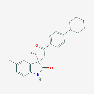 molecular formula C23H25NO3 B299345 3-[2-(4-cyclohexylphenyl)-2-oxoethyl]-3-hydroxy-5-methyl-1,3-dihydro-2H-indol-2-one 