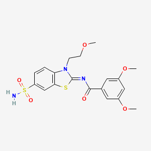 molecular formula C19H21N3O6S2 B2993456 (Z)-3,5-dimethoxy-N-(3-(2-methoxyethyl)-6-sulfamoylbenzo[d]thiazol-2(3H)-ylidene)benzamide CAS No. 865159-74-6