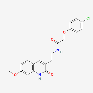molecular formula C20H19ClN2O4 B2993459 2-(4-chlorophenoxy)-N-(2-(7-methoxy-2-oxo-1,2-dihydroquinolin-3-yl)ethyl)acetamide CAS No. 851405-52-2