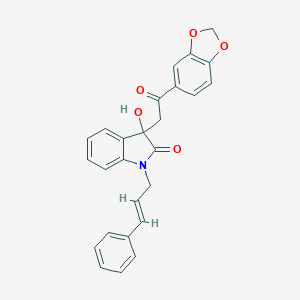 molecular formula C26H21NO5 B299346 3-[2-(1,3-benzodioxol-5-yl)-2-oxoethyl]-1-cinnamyl-3-hydroxy-1,3-dihydro-2H-indol-2-one 