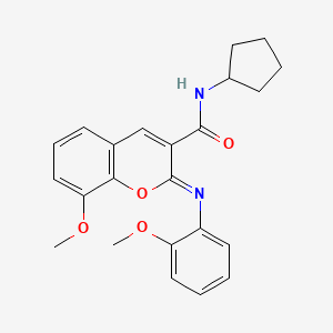 (2Z)-N-cyclopentyl-8-methoxy-2-[(2-methoxyphenyl)imino]-2H-chromene-3-carboxamide