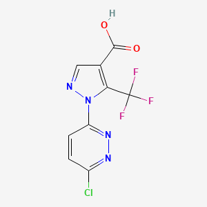 molecular formula C9H4ClF3N4O2 B2993472 1-(6-chloropyridazin-3-yl)-5-(trifluoromethyl)-1H-pyrazole-4-carboxylic acid CAS No. 1171703-24-4