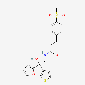 molecular formula C20H21NO5S2 B2993475 N-(2-(furan-2-yl)-2-hydroxy-2-(thiophen-3-yl)ethyl)-3-(4-(methylsulfonyl)phenyl)propanamide CAS No. 2034237-51-7
