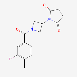 molecular formula C15H15FN2O3 B2993476 1-(1-(3-氟-4-甲基苯甲酰)氮杂环丁-3-基)吡咯烷-2,5-二酮 CAS No. 1904236-00-5