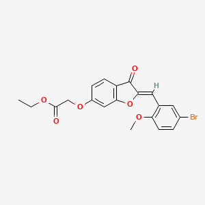 molecular formula C20H17BrO6 B2993477 (Z)-ethyl 2-((2-(5-bromo-2-methoxybenzylidene)-3-oxo-2,3-dihydrobenzofuran-6-yl)oxy)acetate CAS No. 620547-71-9