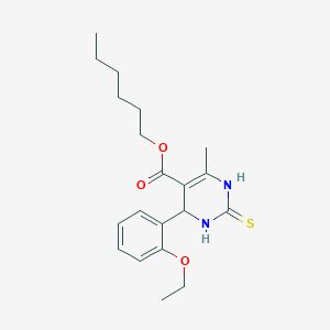 molecular formula C20H28N2O3S B2993483 Hexyl 4-(2-ethoxyphenyl)-6-methyl-2-thioxo-1,2,3,4-tetrahydropyrimidine-5-carboxylate CAS No. 295344-02-4