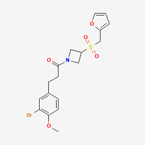 molecular formula C18H20BrNO5S B2993484 3-(3-溴-4-甲氧基苯基)-1-(3-((呋喃-2-基甲基)磺酰基)氮杂环丁-1-基)丙烷-1-酮 CAS No. 1798036-22-2