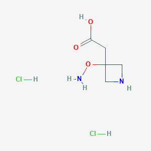 molecular formula C5H12Cl2N2O3 B2993489 2-(3-(Aminooxy)azetidin-3-yl)acetic acid dihydrochloride CAS No. 2137547-37-4