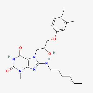 molecular formula C23H33N5O4 B2993491 7-(3-(3,4-dimethylphenoxy)-2-hydroxypropyl)-8-(hexylamino)-3-methyl-1H-purine-2,6(3H,7H)-dione CAS No. 941937-29-7