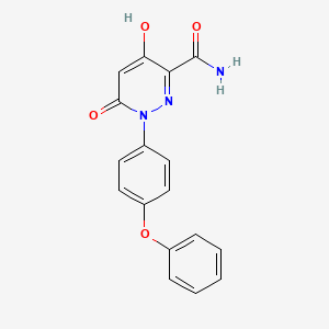 molecular formula C17H13N3O4 B2993494 4-Hydroxy-6-oxo-1-(4-phenoxyphenyl)-1,6-dihydro-3-pyridazinecarboxamide CAS No. 306976-46-5