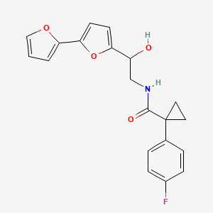 molecular formula C20H18FNO4 B2993500 N-(2-{[2,2'-bifuran]-5-yl}-2-hydroxyethyl)-1-(4-fluorophenyl)cyclopropane-1-carboxamide CAS No. 2320539-92-0