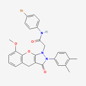 molecular formula C27H24BrN3O4 B2993504 N-(4-bromophenyl)-2-(2-(3,4-dimethylphenyl)-8-methoxy-3-oxo-2,3-dihydrochromeno[2,3-c]pyrazol-1(4H)-yl)acetamide CAS No. 1223855-64-8