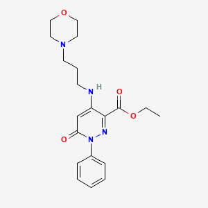 molecular formula C20H26N4O4 B2993507 Ethyl 4-((3-morpholinopropyl)amino)-6-oxo-1-phenyl-1,6-dihydropyridazine-3-carboxylate CAS No. 923692-30-2