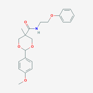 molecular formula C21H25NO5 B299351 2-(4-methoxyphenyl)-5-methyl-N-(2-phenoxyethyl)-1,3-dioxane-5-carboxamide 