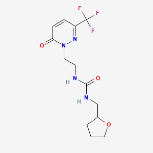 molecular formula C13H17F3N4O3 B2993510 1-(Oxolan-2-ylmethyl)-3-[2-[6-oxo-3-(trifluoromethyl)pyridazin-1-yl]ethyl]urea CAS No. 2415519-21-8