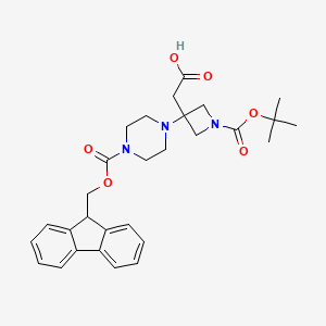 2-{1-[(tert-butoxy)carbonyl]-3-{4-[(9H-fluoren-9-ylmethoxy)carbonyl]piperazin-1-yl}azetidin-3-yl}acetic acid