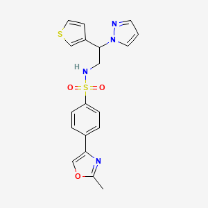 molecular formula C19H18N4O3S2 B2993519 4-(2-甲基-1,3-恶唑-4-基)-N-[2-(1H-吡唑-1-基)-2-(噻吩-3-基)乙基]苯-1-磺酰胺 CAS No. 2097893-19-9