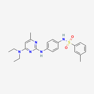 molecular formula C22H27N5O2S B2993526 N-(4-((4-(二乙氨基)-6-甲基嘧啶-2-基)氨基)苯基)-3-甲基苯磺酰胺 CAS No. 923139-39-3