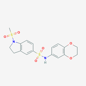 molecular formula C17H18N2O6S2 B299353 N-(2,3-dihydro-1,4-benzodioxin-6-yl)-1-(methylsulfonyl)-5-indolinesulfonamide 